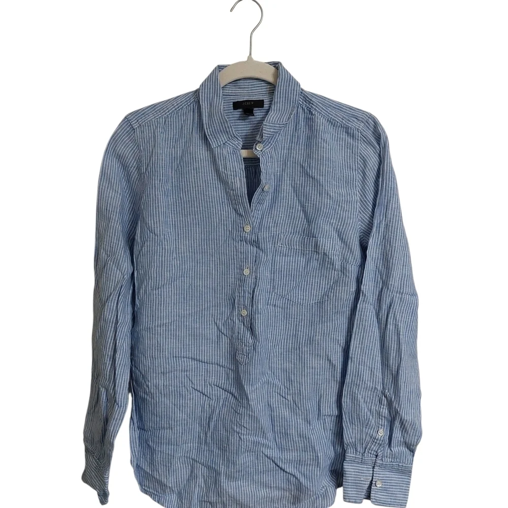 J. Crew Blue and White Striped Button-Down Shirt